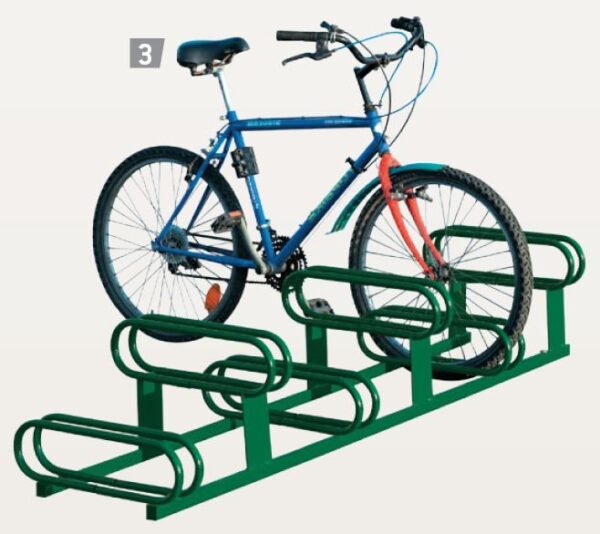 Fahrradständer mit 6 höhenversetzten Stellplätzen