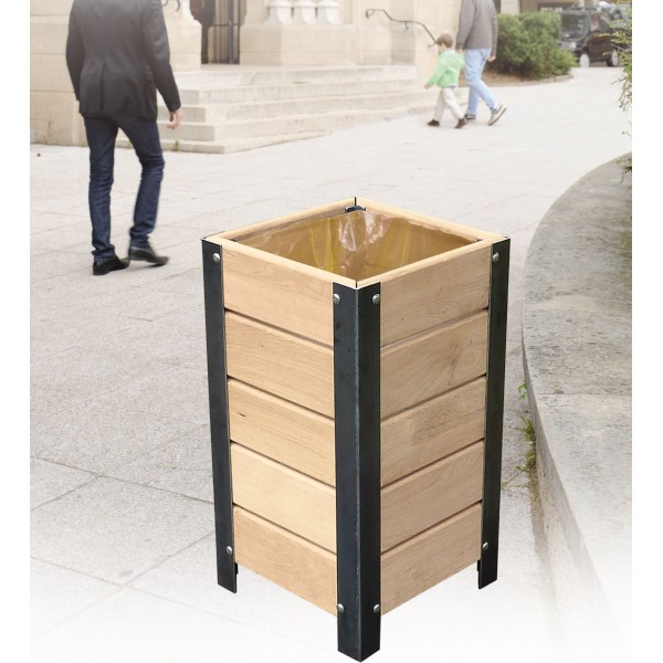 Abfallkorb Silaos® aus Holz 30 bis 50 Liter