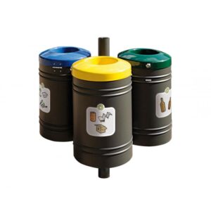 Abfalltrennsystem Gustavia 3 x 40 Liter – Gebürsteter Edelstahl
