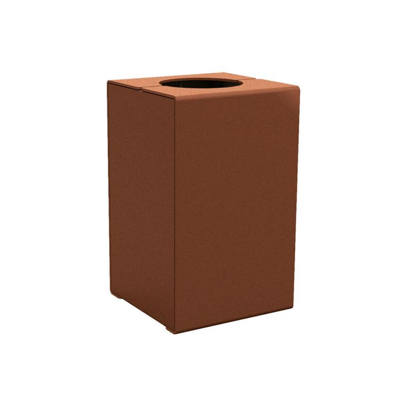 Abfallkorb KUBE Stahl in Rost Corten-Optik