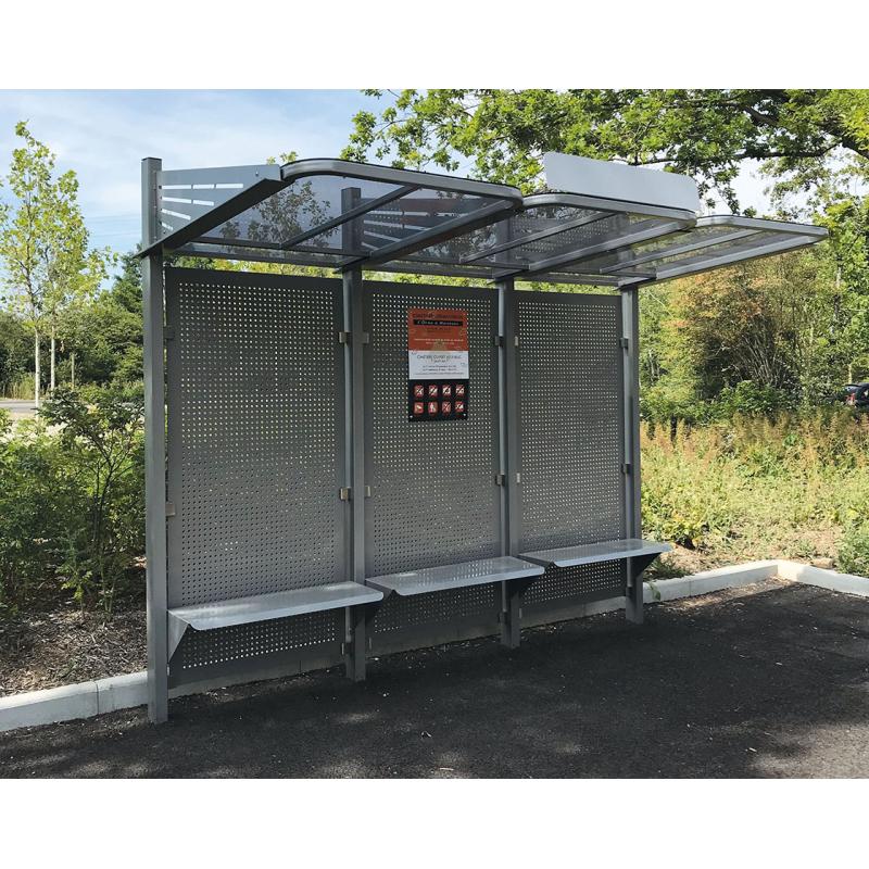 Buswartehalle Convi Stahlverkleidung Seitenansicht