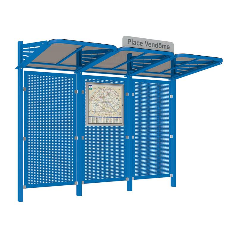 Buswartehalle Convi Stahlverkleidung in Blau