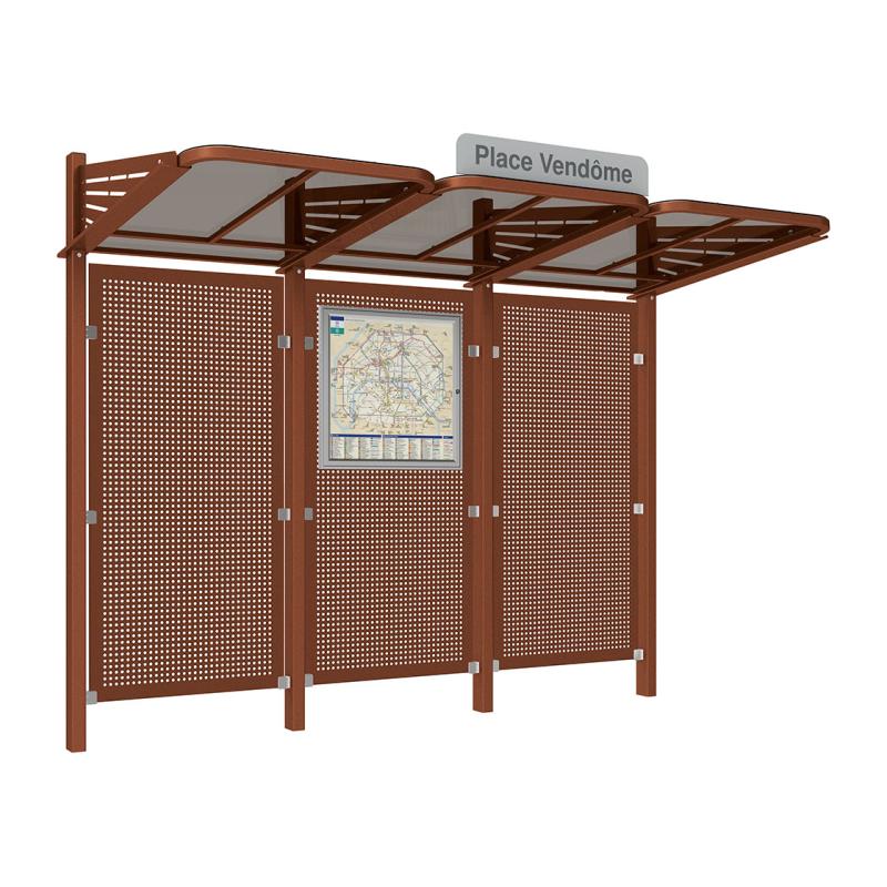 Buswartehalle Convi Stahlverkleidung in Rost Corten-Optik