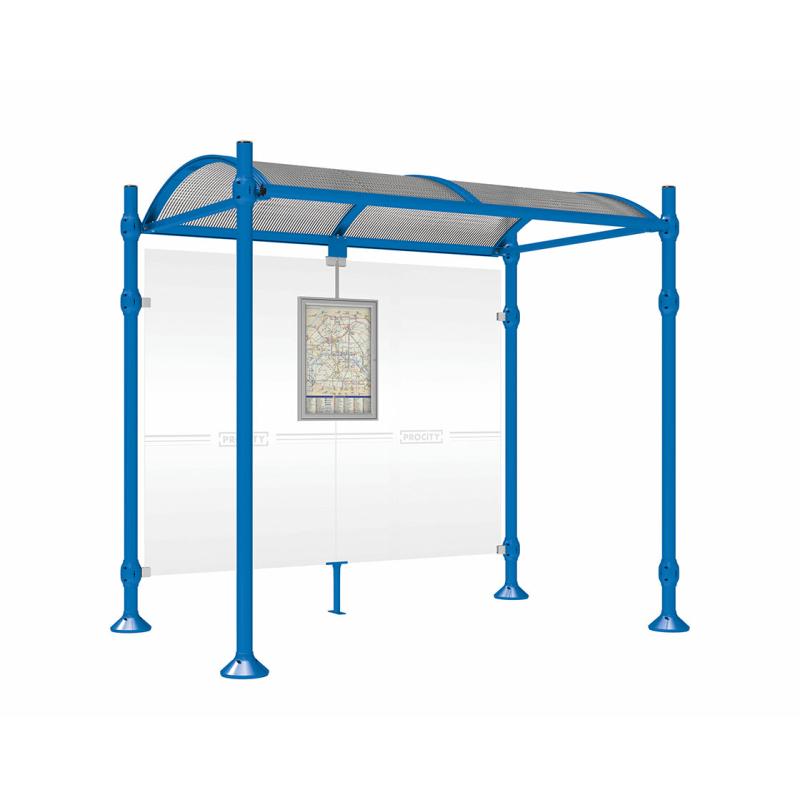 Buswartehalle Province Edelstahl in Enzianblau RAL 5010