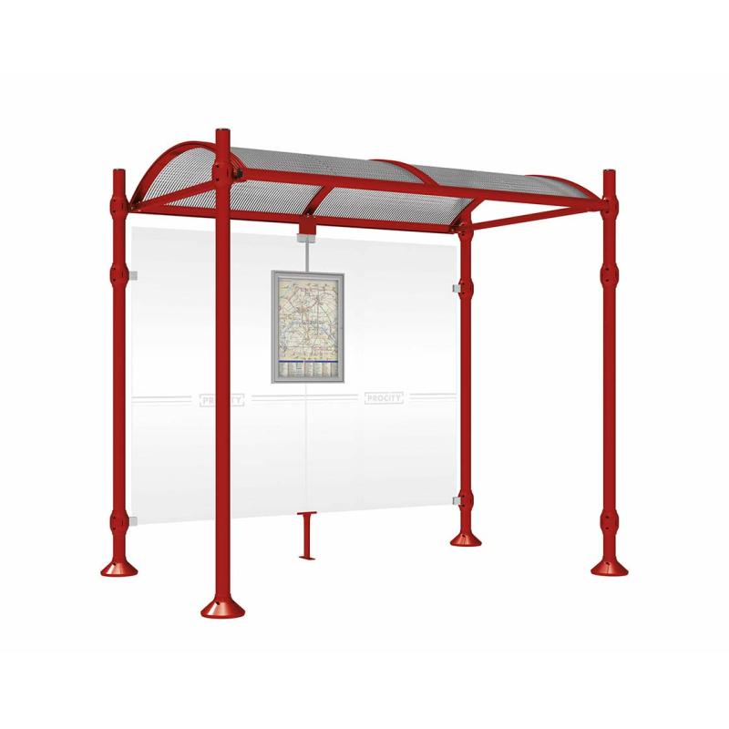 Buswartehalle Province Edelstahl in Purpurrot RAL 3004