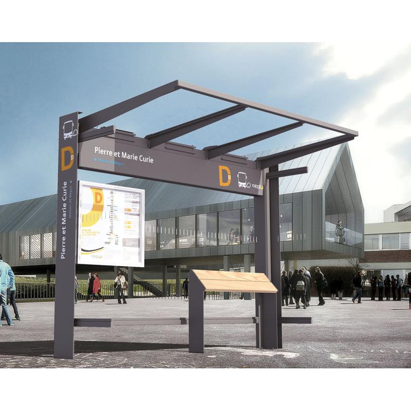 Buswartehalle KUBE Seitenansicht mit Glasverkleidung