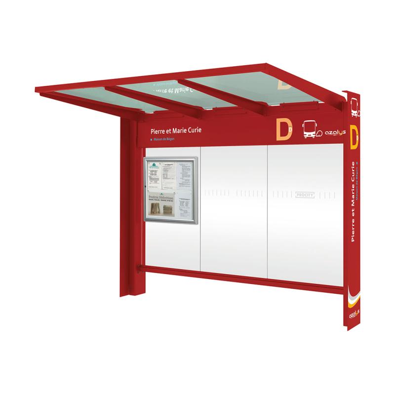Buswartehalle KUBE in Purpurrot