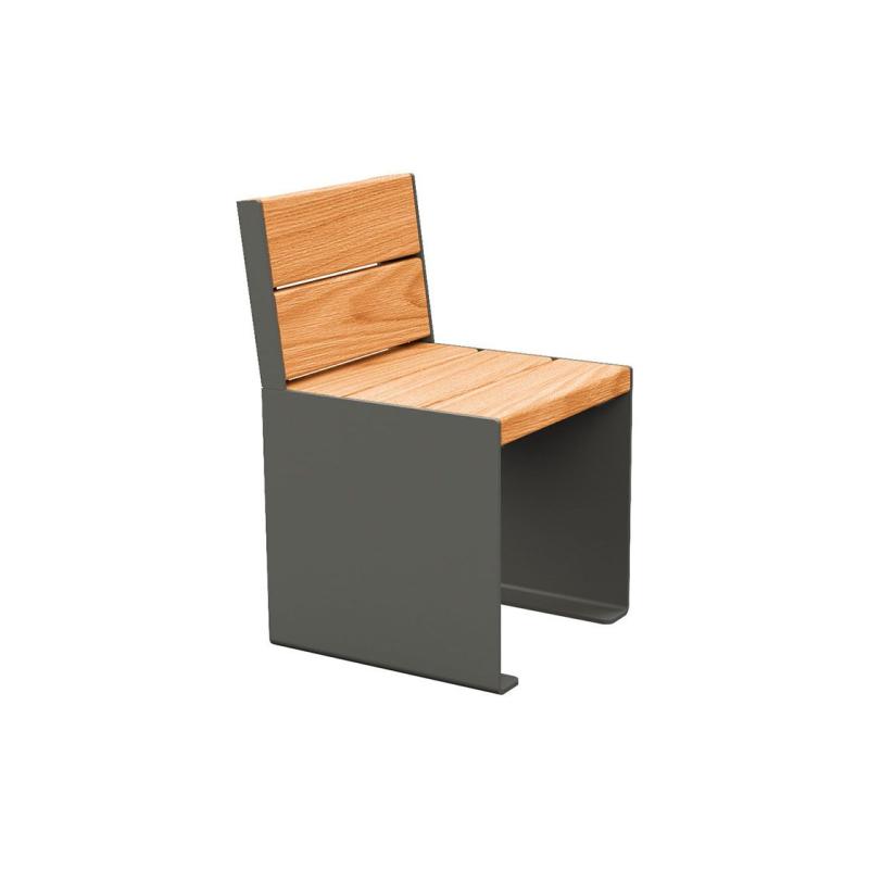 Sitzbank KUBE Stahl und Holz Perspektive