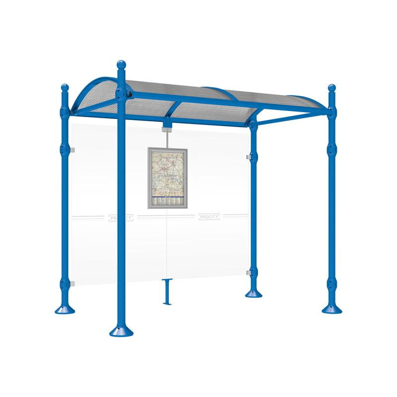 Buswartehalle Province Kugel in Enzianblau RAL 5010