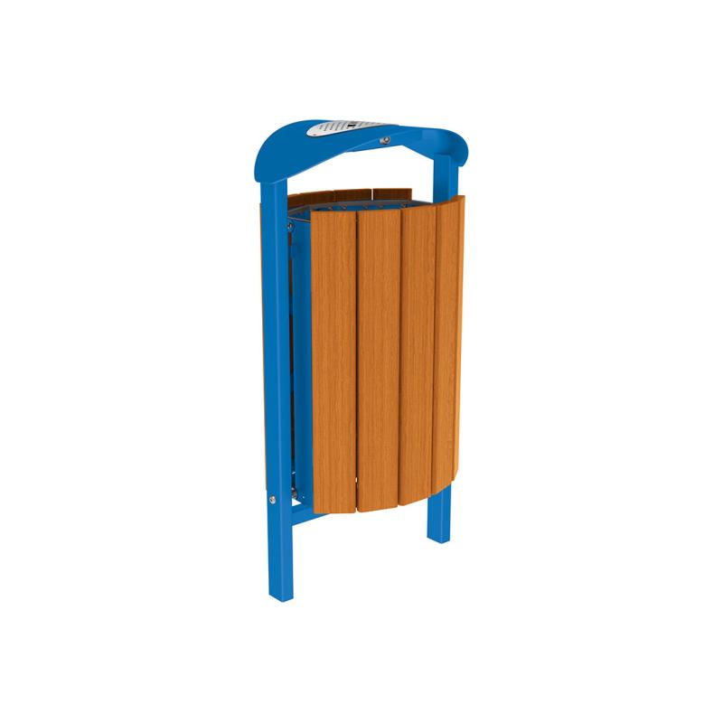 Abfallkorb Silaos Holz Stahl in Blau