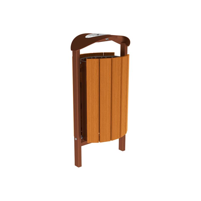 Abfallkorb Silaos Holz Stahl in Rost Corten-Optik