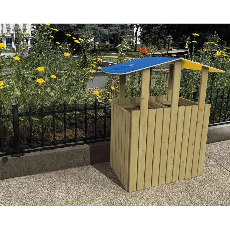 Abfalltrennsystem Turin mit Dach 2 x 100 Liter – Produktansicht 2