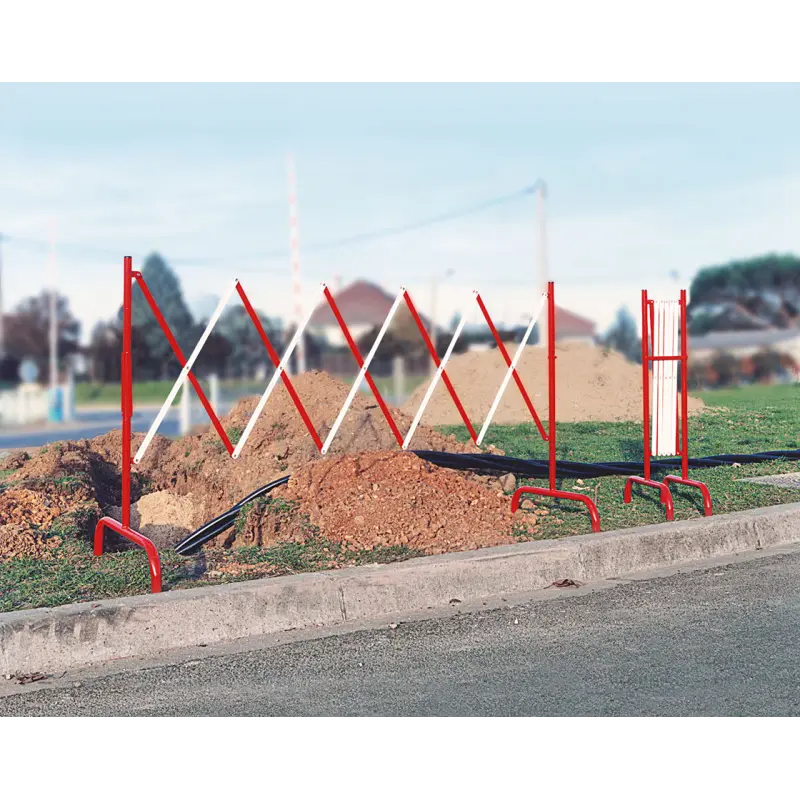 Ausziehbares Scherengitter aus Stahl Rot/Weiss – Produktansicht 2