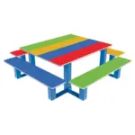 Bank-Tisch-Kombination Regenbogen – Produktansicht 1