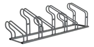 euerverzinkter Fahrradständer Optimum für 6 Fahrräder mit versetzten Hoch- und Tief-Einstellplätzen zur Bodenverankerung.