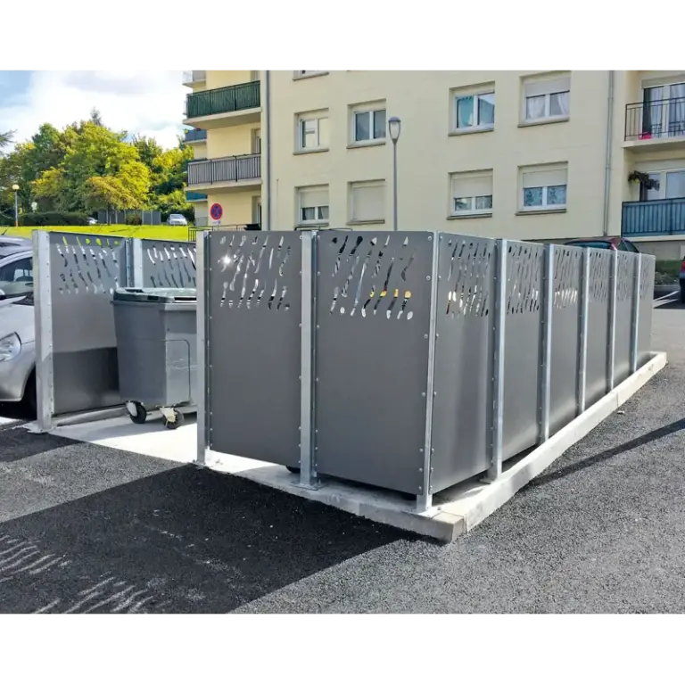 Modulierbare Mülltonnen-Umhausung aus Stahl – Produktansicht 1