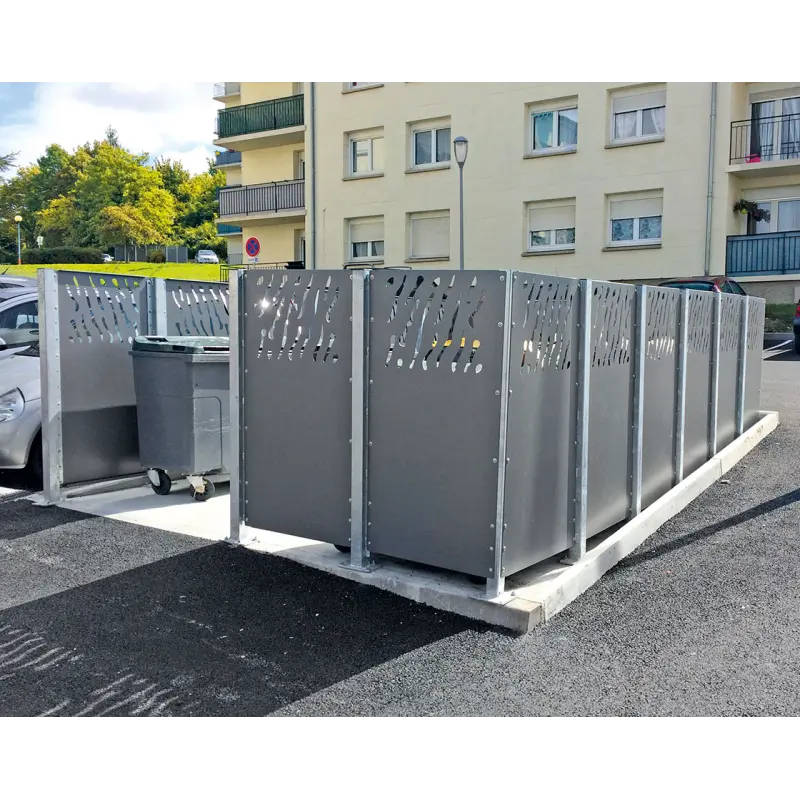 Modulierbare Mülltonnen-Umhausung aus Stahl – Produktansicht 1