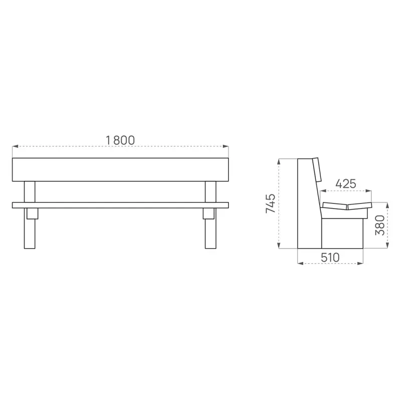 Sitzbank Lille (unbehandeltes Holz) – Produktansicht 3