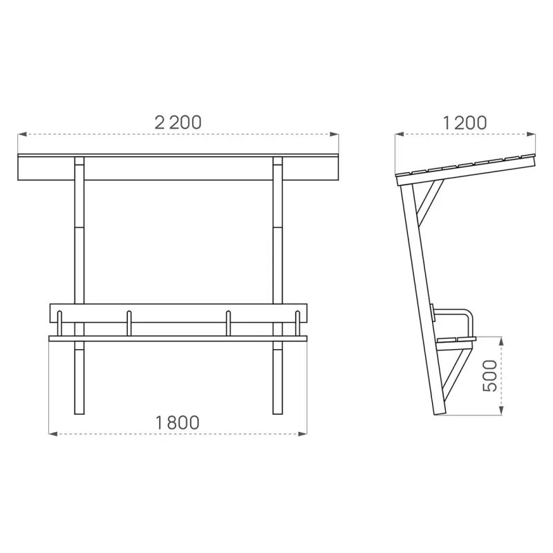 Sitzbank London mit Sonnenschirm – Produktansicht 3