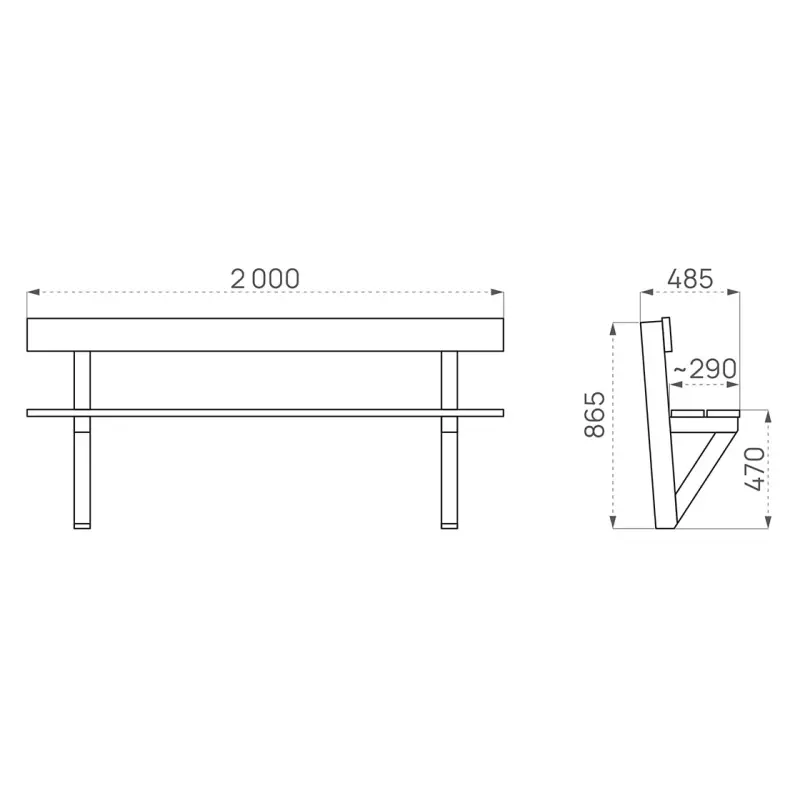 Sitzbank Turin (unbehandeltes Holz) – Produktansicht 3